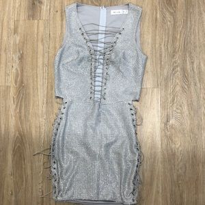 Glitter strap-up dress